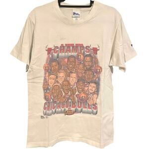Vintage 90s Chicago Bulls 1997 NBA Finals Caricature Single Stitch Shirt Adult M